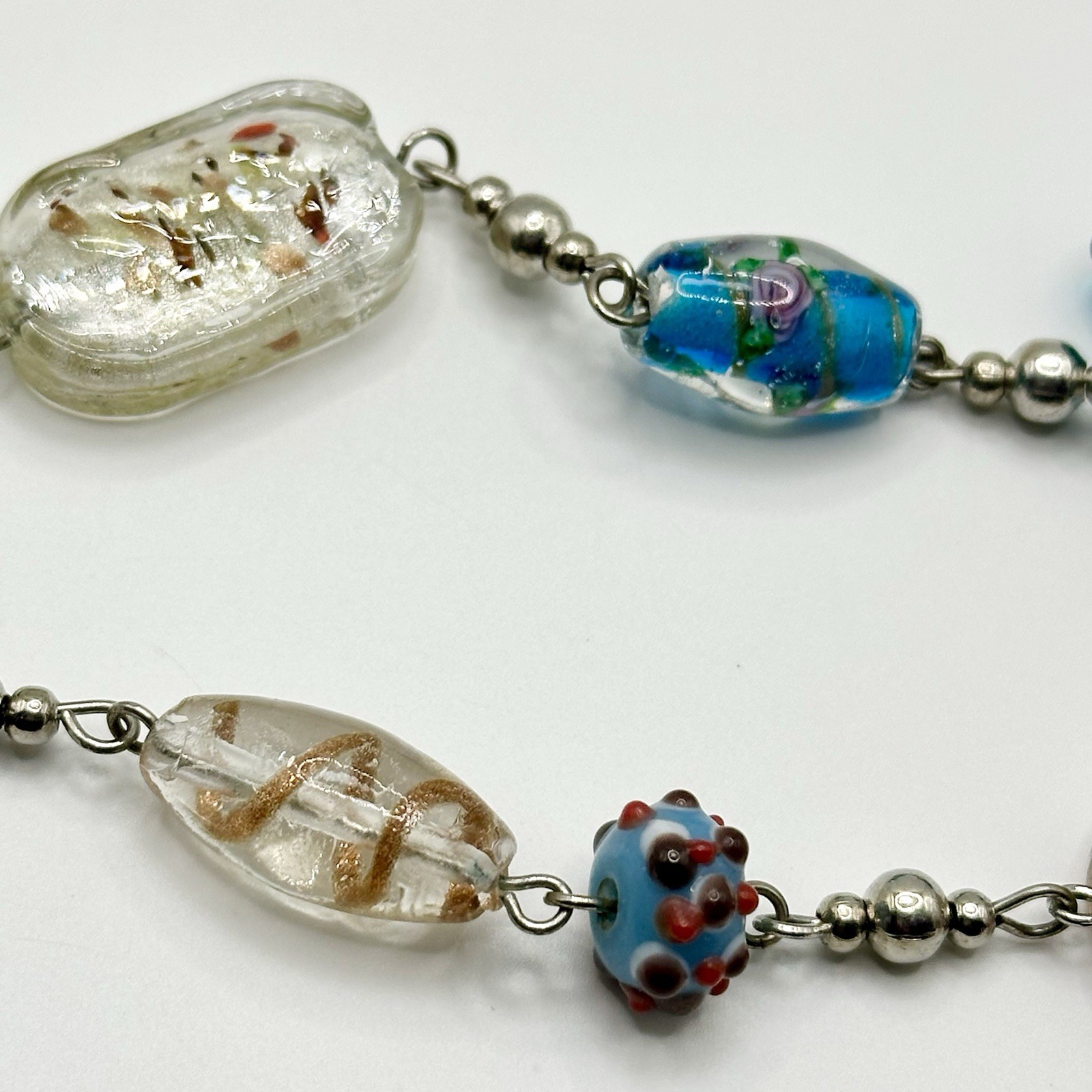 Vintage Murano Venetian Glass Necklace Chain Signed Premier Designs 33″-37″