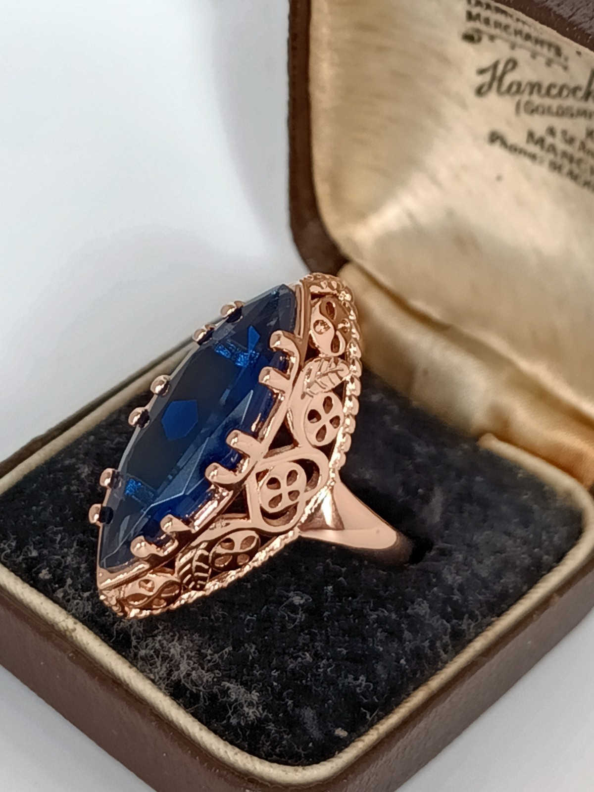 Vintage 1990-s 14 Ct Rolled Gold Sapphire Ring Size UK M US 6 Hallmarked!