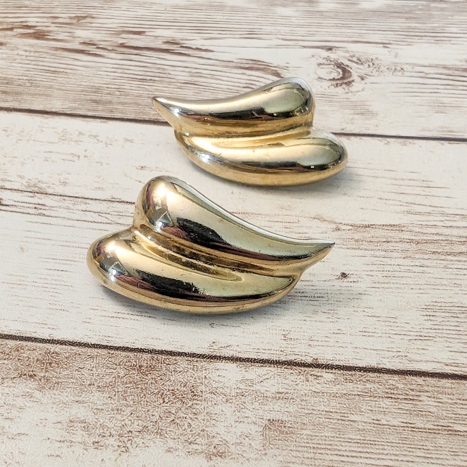 Vintage Earrings For Pierced Ears – 1 & 5/8″ Double Swish – Fair Condition