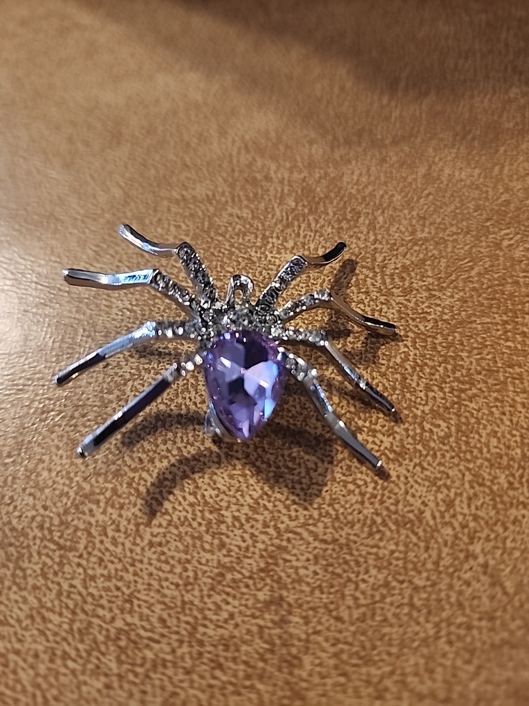 Alloy Purple Spider Rhinestones Brooch Pin Pendant