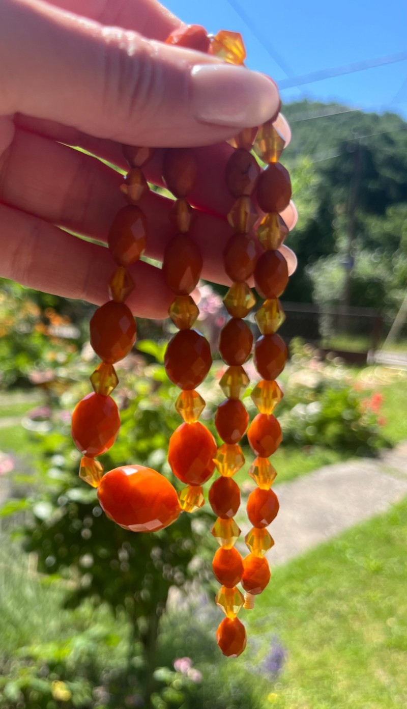 Vintage Butterscotch Grape Bead Bakelite Necklace Amber Color Art Deco Style