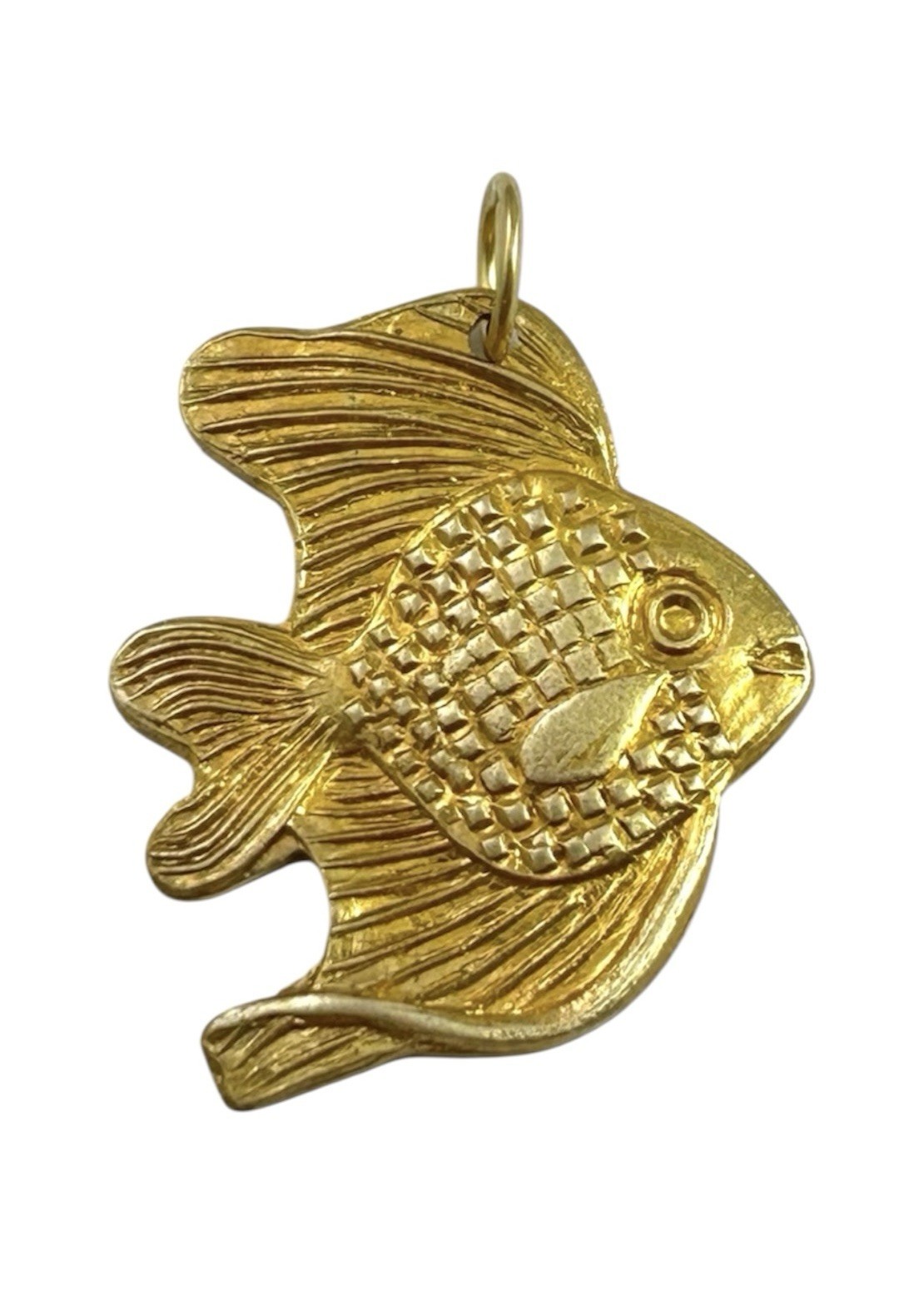 Vintage Fish Charm Pendant Vintage Jewelry Gift For Her Brass Metal Charm