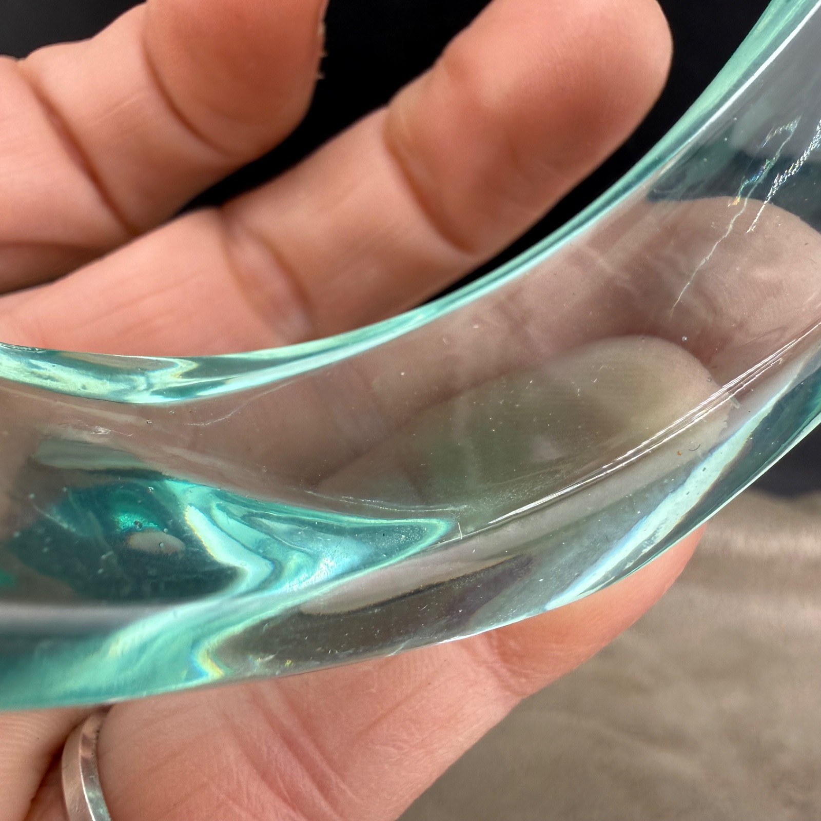 Vintage Aqua Acrylic Bangle Bracelet 8.5”