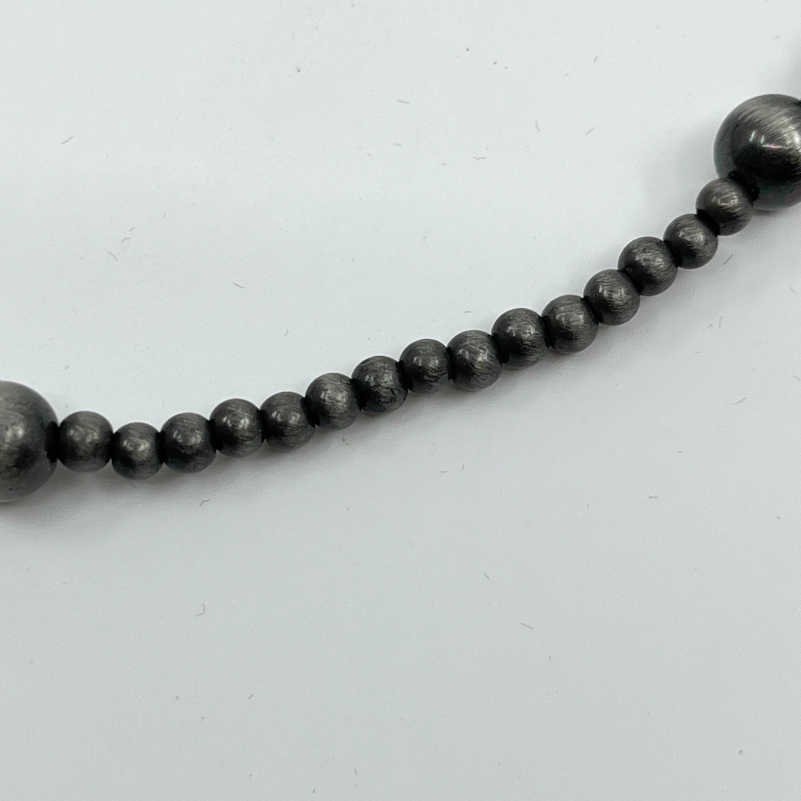 Vintage Southwestern Style Long Hematite Gray Beaded Strand Necklace Classic