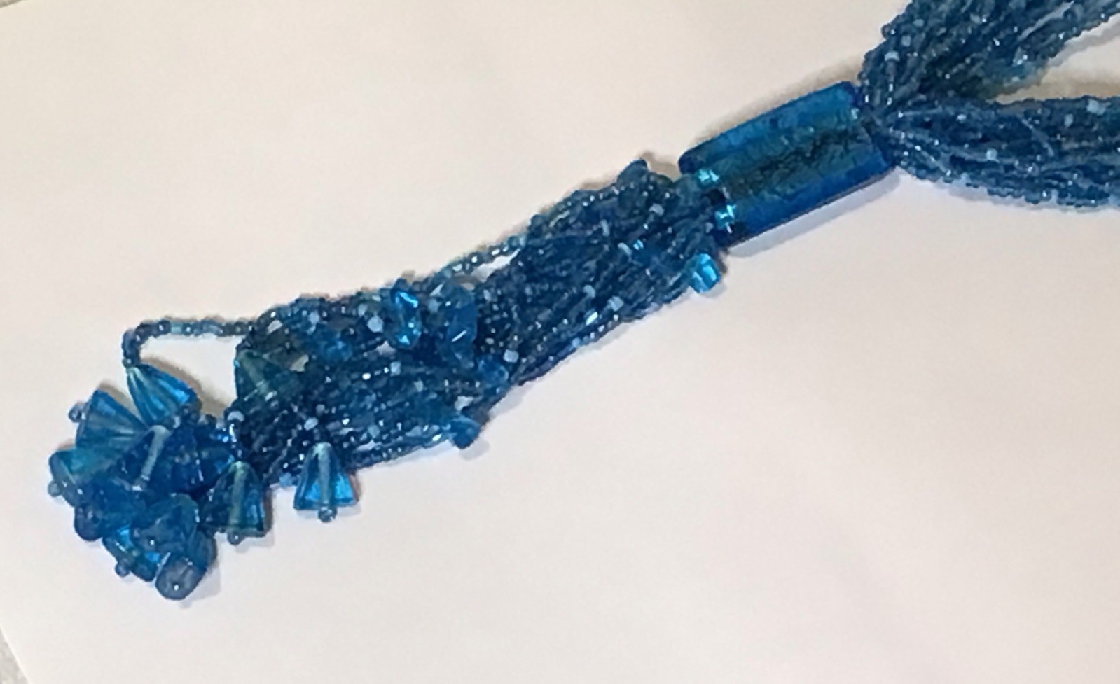 Vintage MultiStrand Blue Seed Bead Necklace 21 In Lariat Style