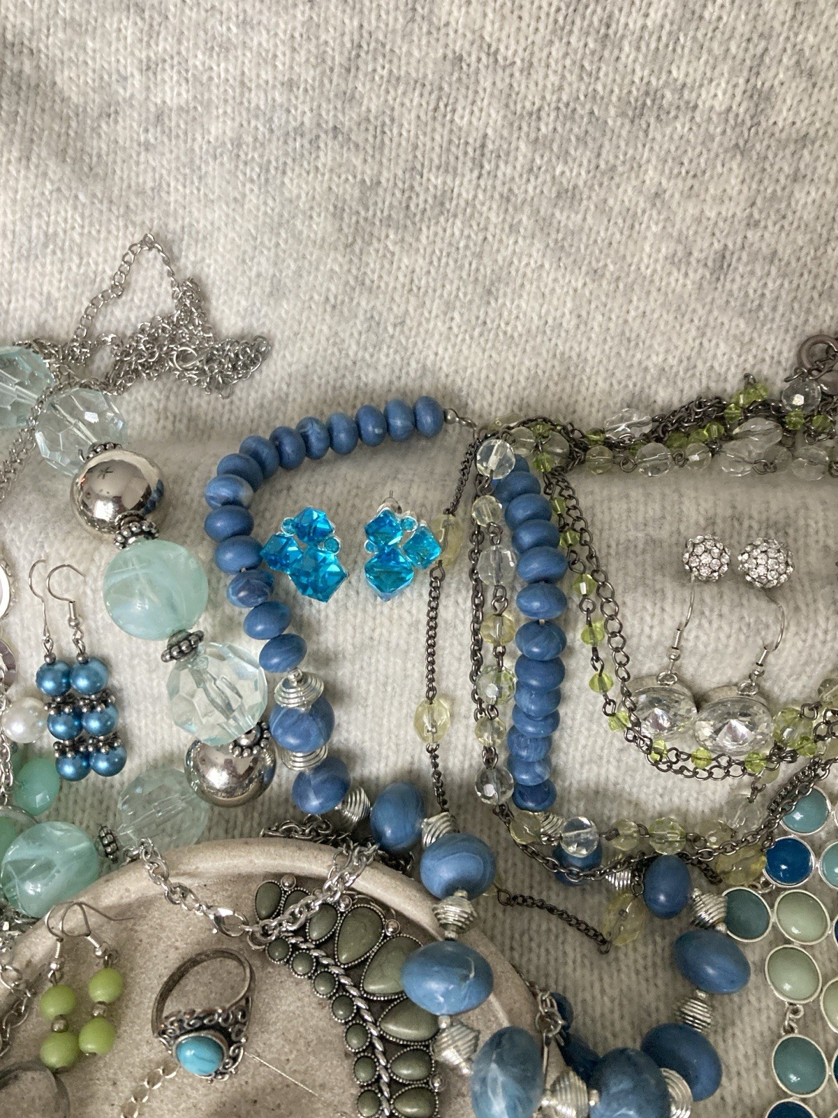 Vintage & Modern Costume Jewelry Lot Curated Collection ALL WEARABLE Blues
