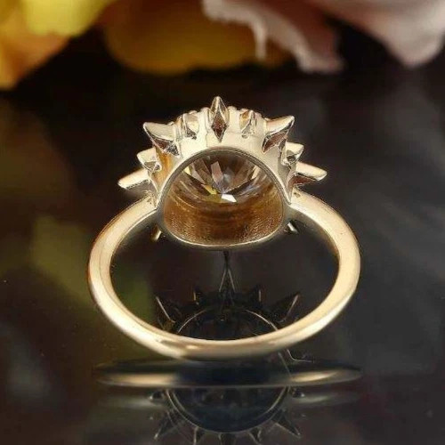 10K Yellow Gold FN With Round Cut 1.00CT White Moissanite Women’s Sunflower Ring