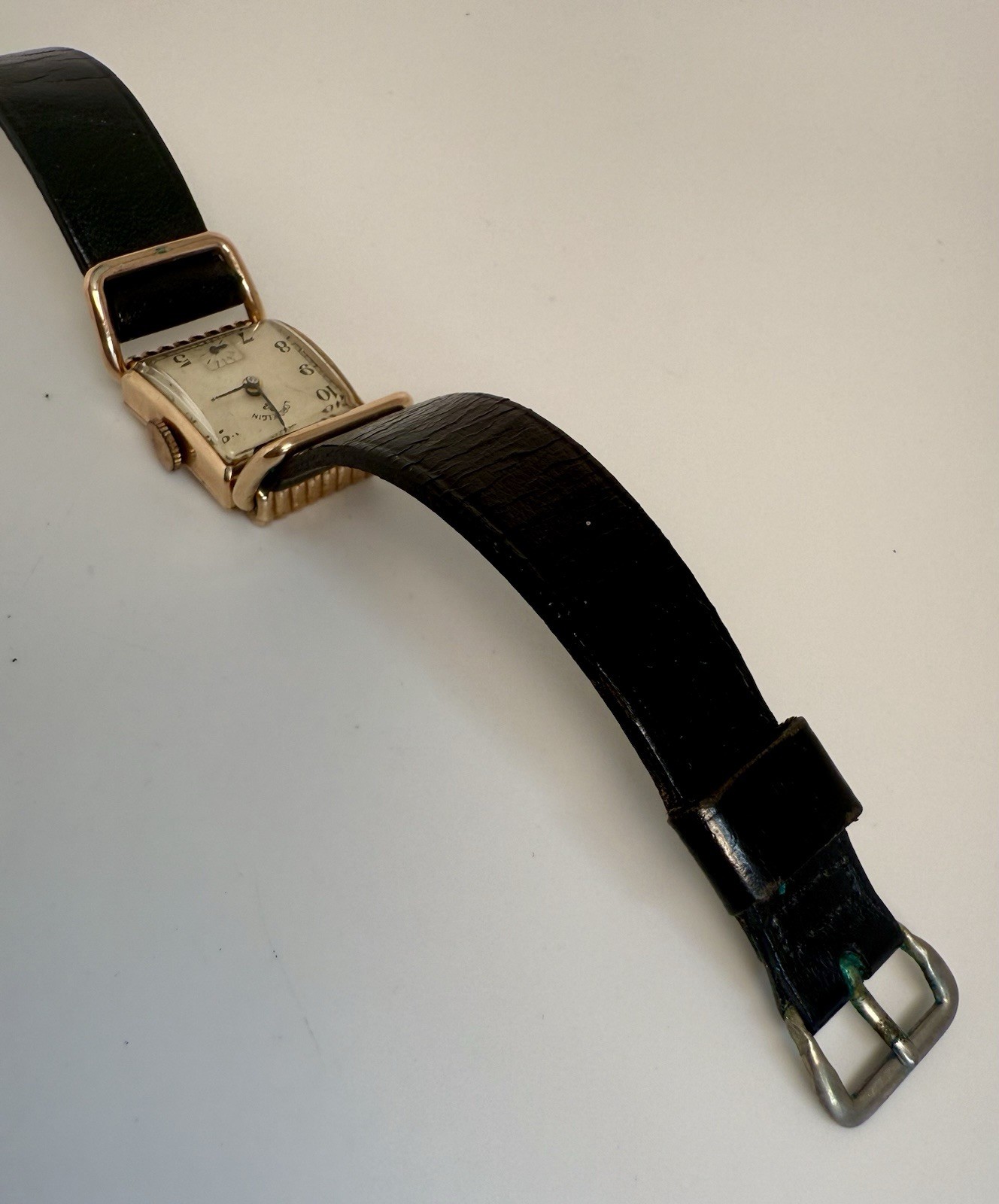 Vintage Lord Elgin Drivers Fancy Case Champagne Dial Watch! (It Works).