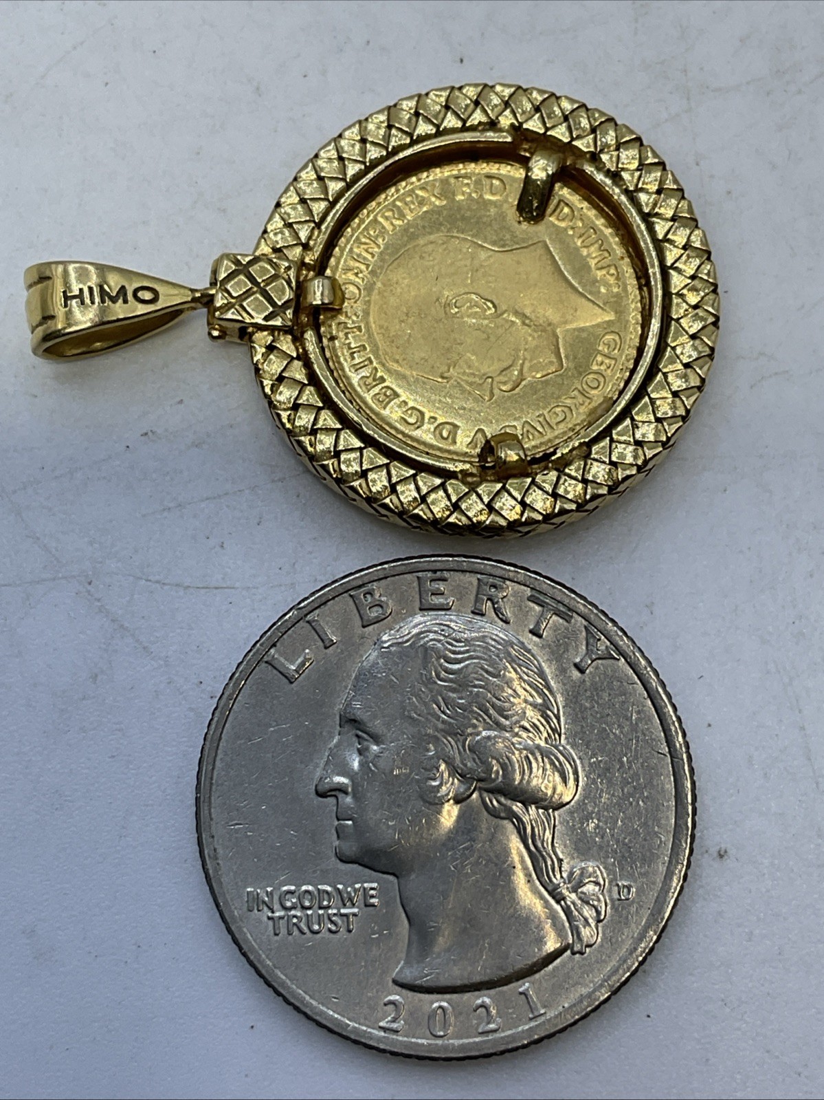 1911 GREAT BRITAIN KING GEORGE GOLD COIN in 21K Frame & Lock CUSTOMIZED CHARM