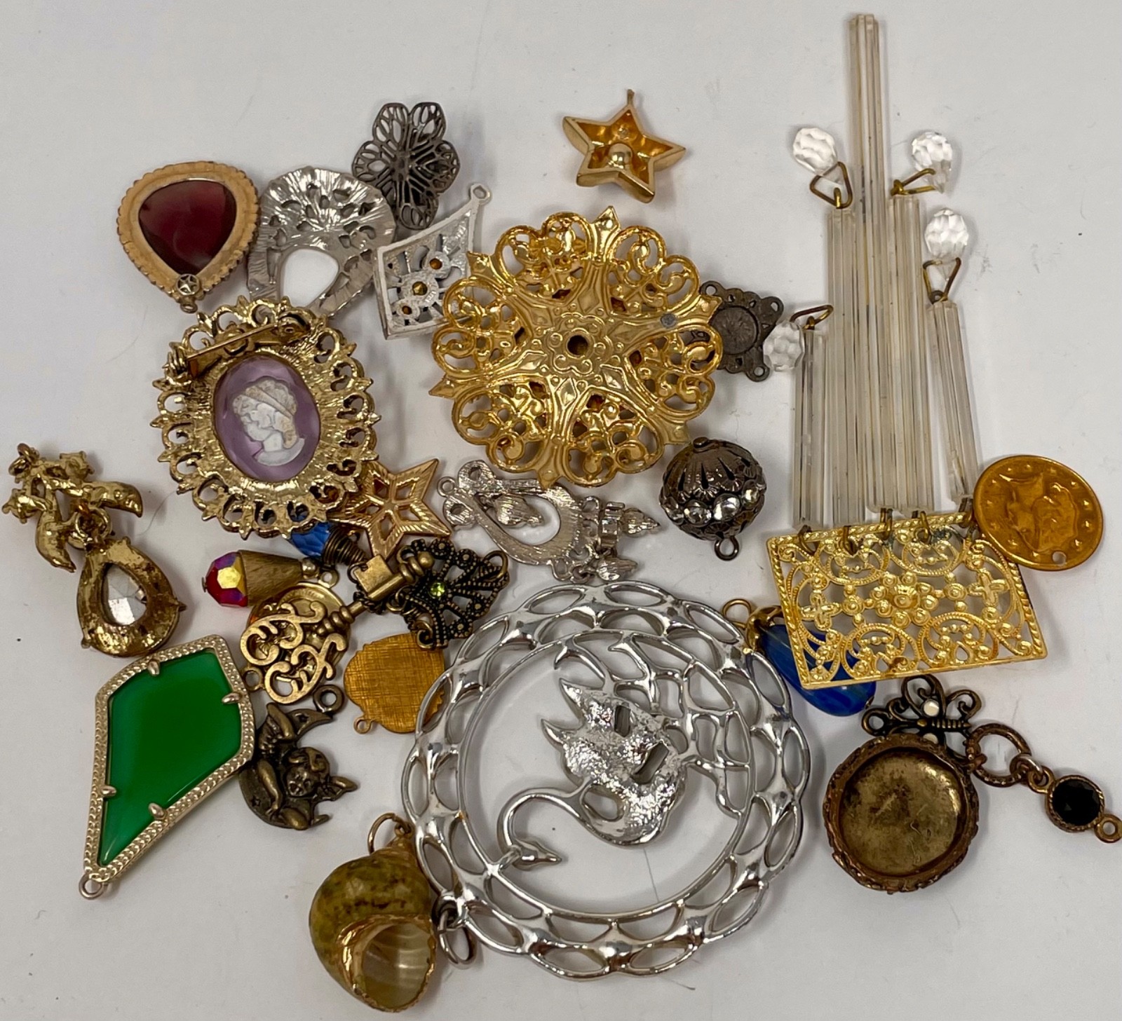 Lot Vtg & Modern Victorian Art Deco Style Pendants Findings Jewelry Craft Jn