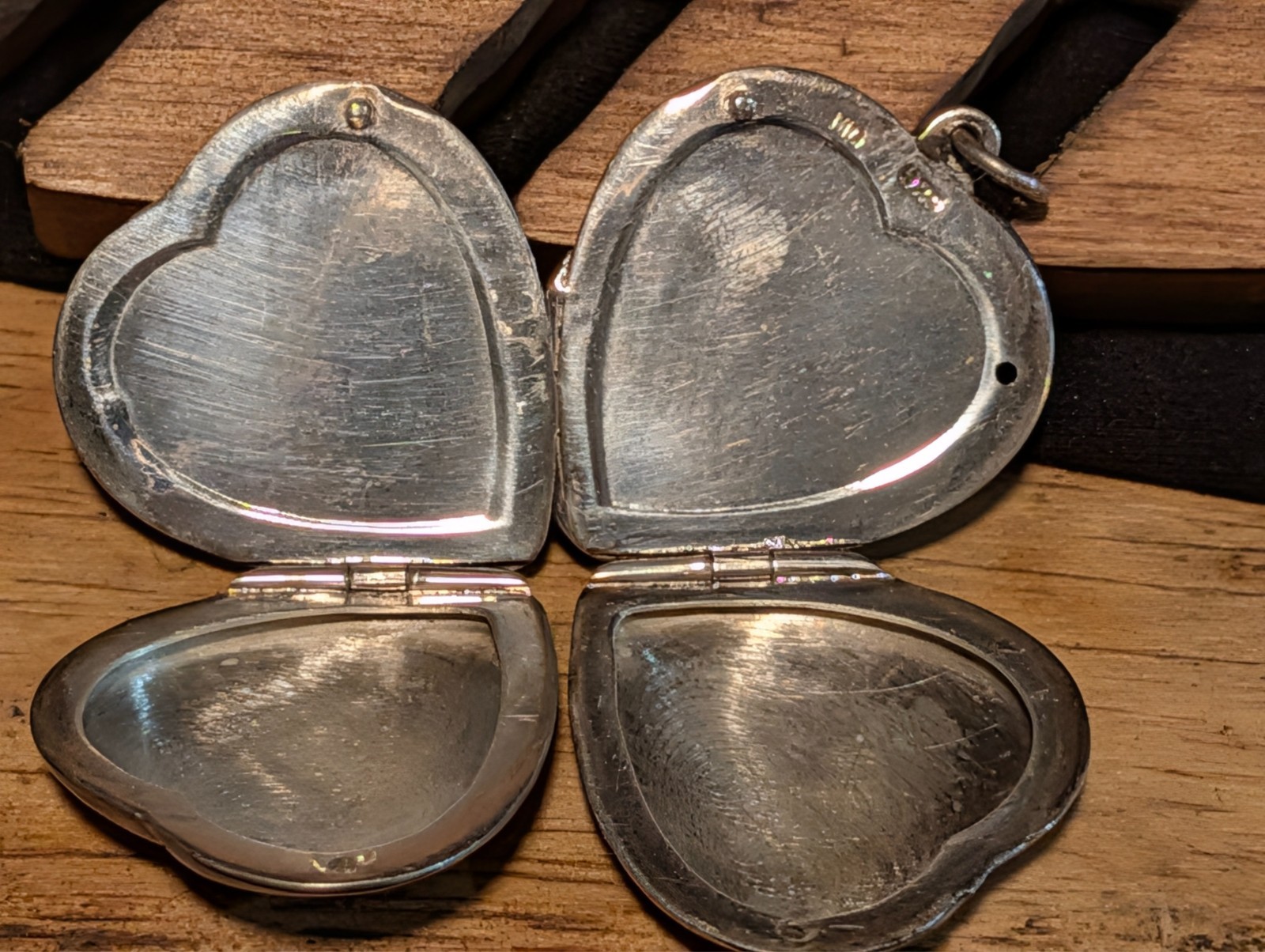 Sterling Silver 925 Heart Locket Pendant Engraved Floral Vintage Photo Keepsake