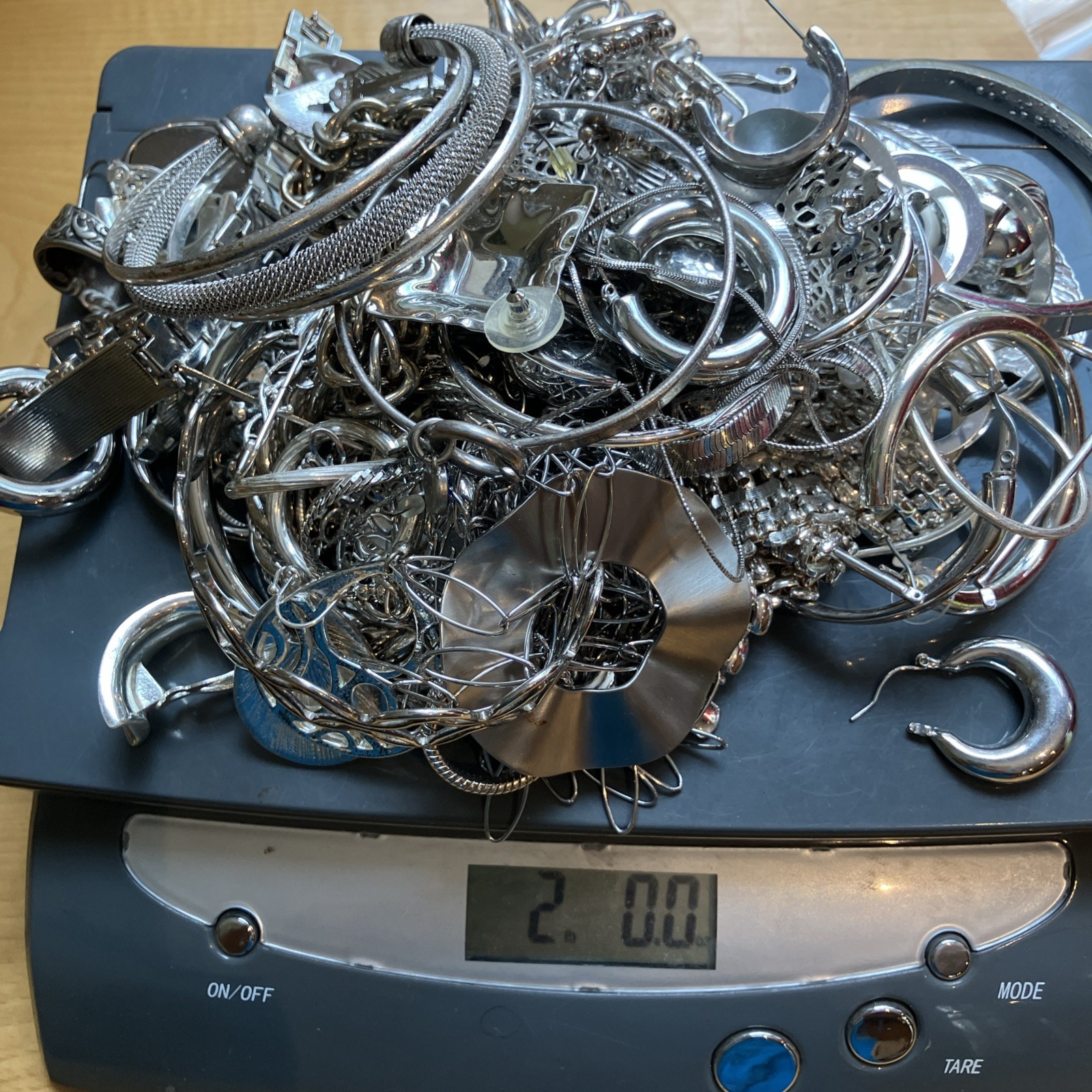 ⚜️ 2 LB Tangled Jewelry Treasure Lot Silver Tone Chains | Unsearched