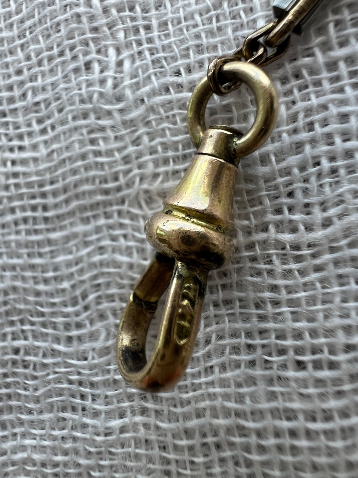 Art Deco 12K Gold Filled Two Tone Bar Link Watch Chain 14″ Swivel Dog Clip