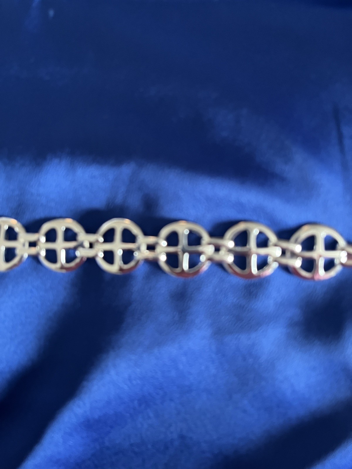 Rare RLM White Bronze Clover Cross Toggle Silver Tone Bracelet Robert Lee Morris