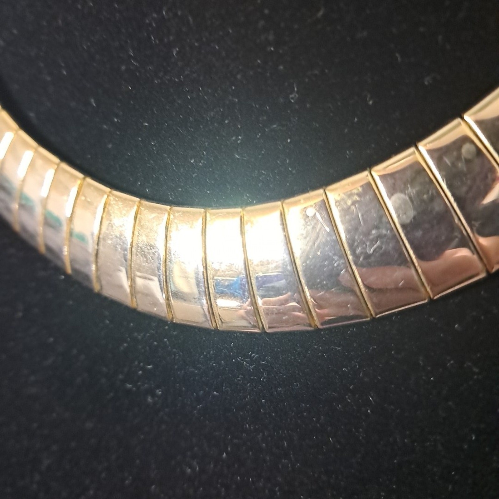Vintage Cleopatra Style Bar Link Flexible Collar Necklace Choker Gold Tone