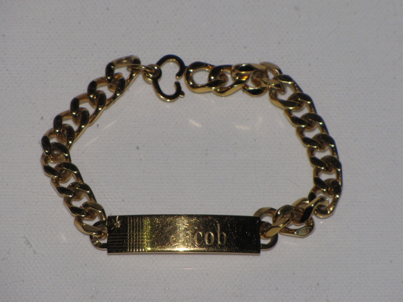 Vintage Speidel USA Personalized ID Bracelet Gold Tone Diamond Accent Mens