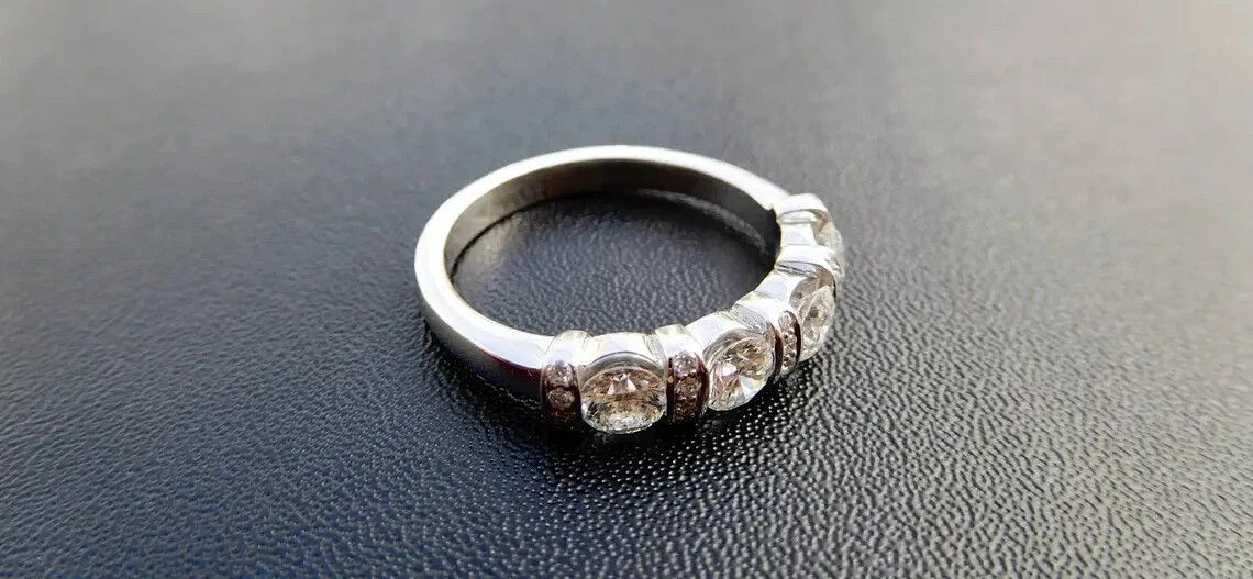Art Deco Style Lab Created Diamond Anniversary Wedding 14K White Gold FN Ring