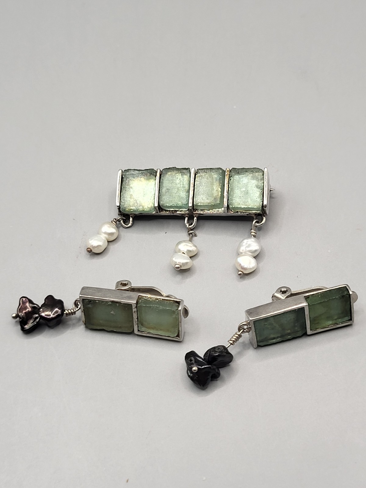 Sterling Silver Broach And Clip On Earrings