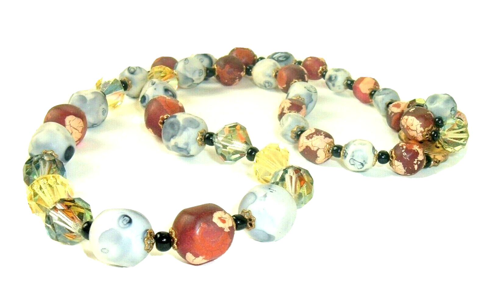 Vintage Necklace 50s 60s bead strand speckled mod retro Plastic Glass