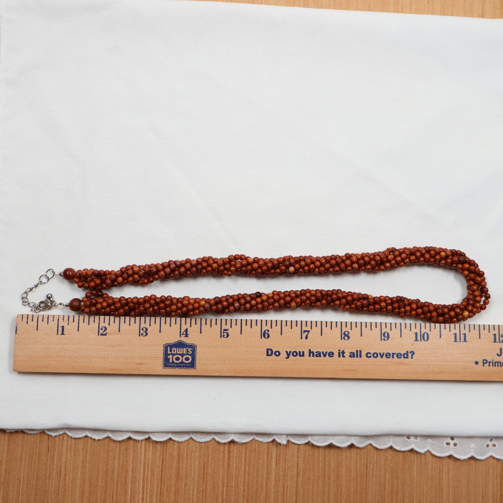 Hawaiian Koa 6-Strand Twisted Beaded Necklace (j4)