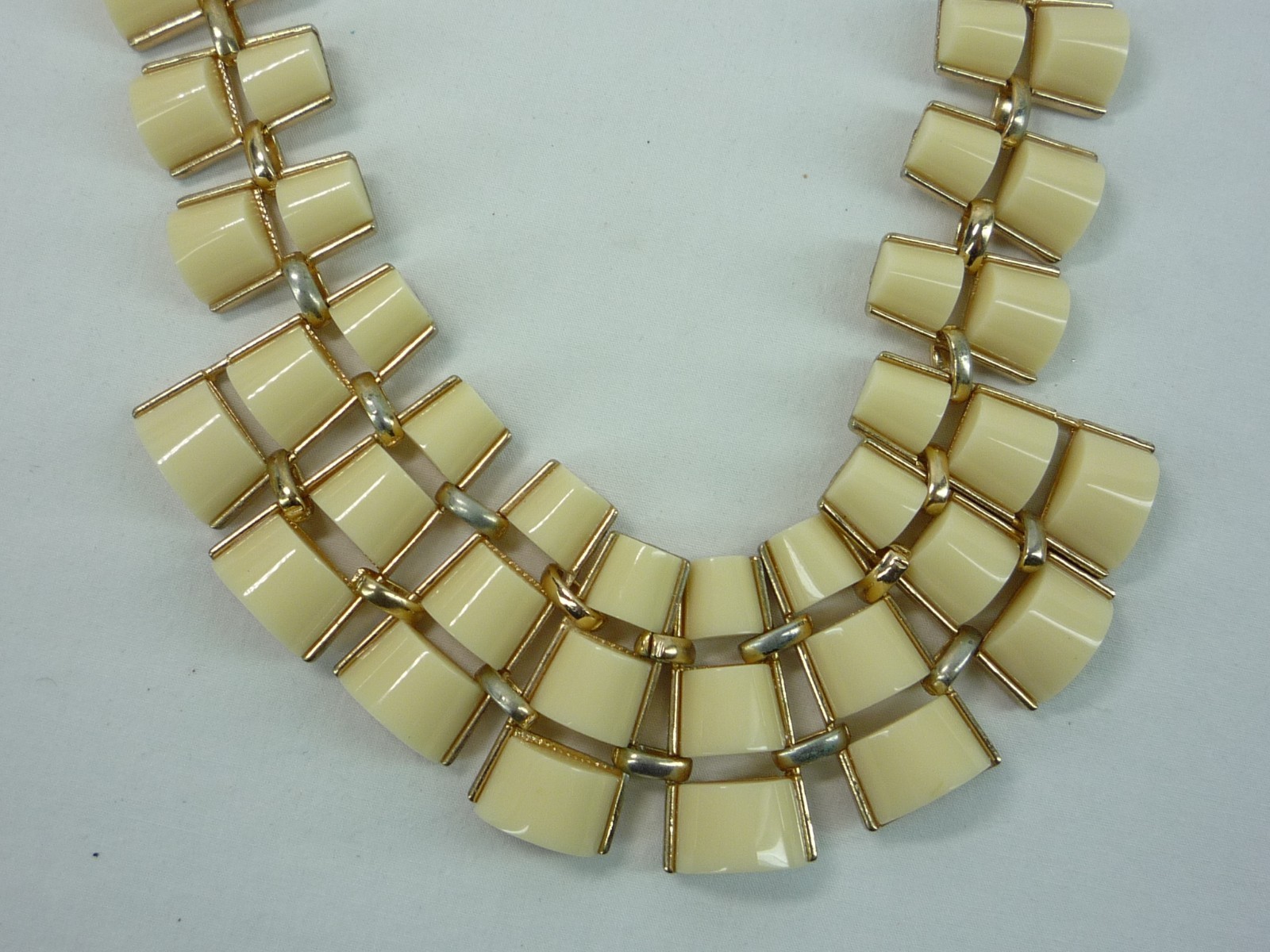 Mika Signed Statement Modernist Necklace Gold Tone USA Seller