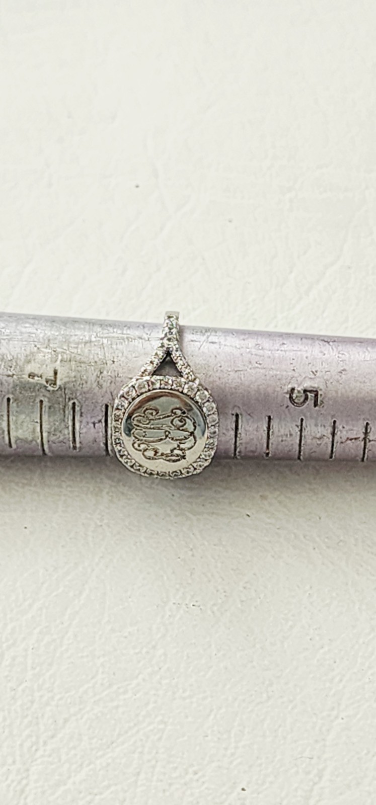 Signet Ring Sterling Silver 925 Monogram Pave Size 6