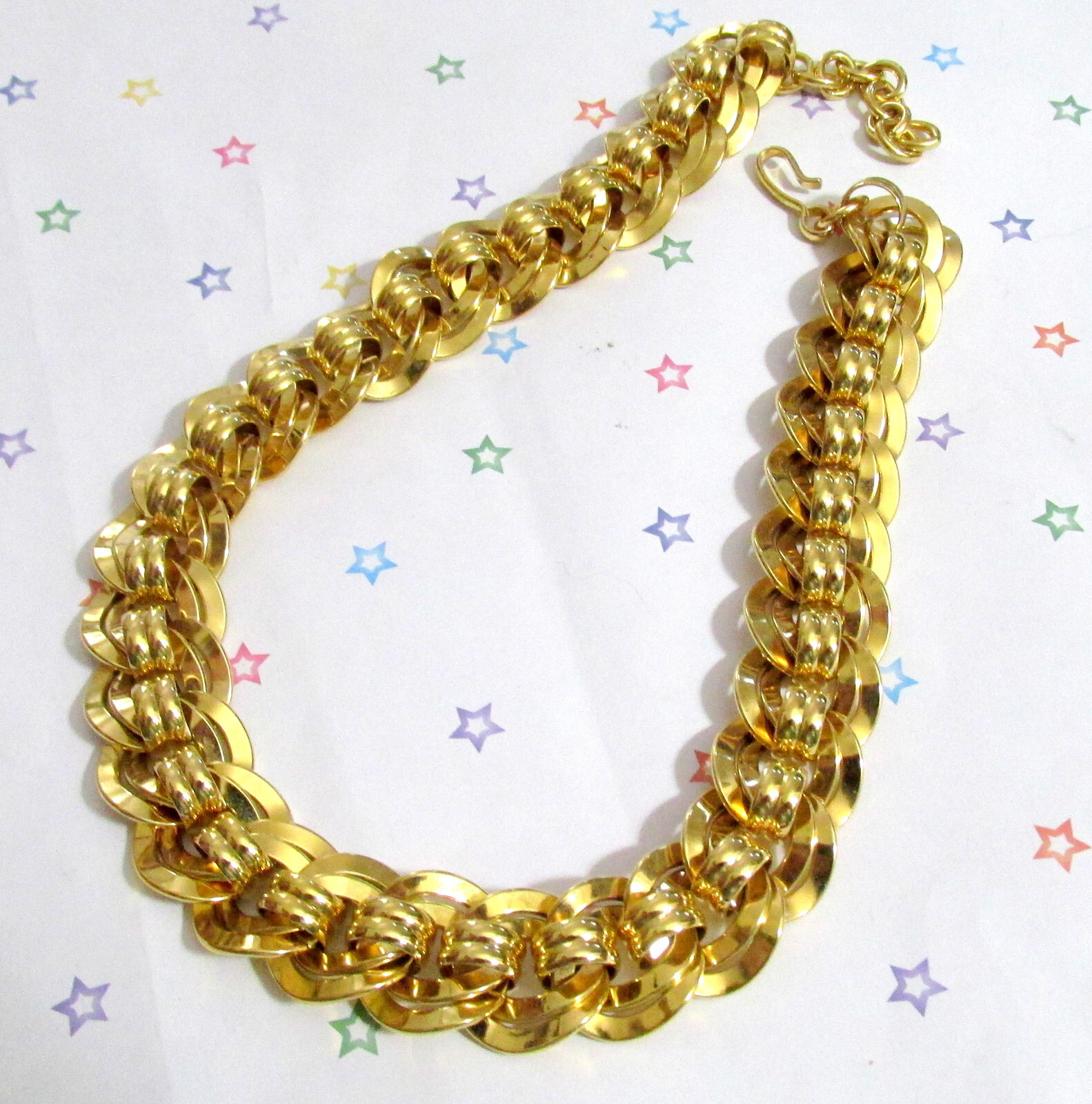 VTG RUNWAY WEIGHTY GP 19″ NAPIER DOUBLE LINK CHAIN NECKLACE CLASSIC STATEMENT