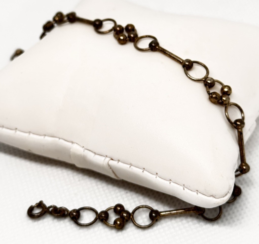 Vintage Sterling Silver Bead & Bar Link Bracelet 8.5” 6.2g Handmade
