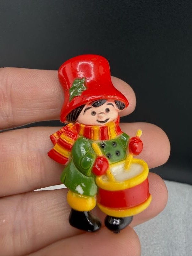 Vintage Brooch Lot Mickey Mouse Bird Flower Drummer Boy Lady Bug