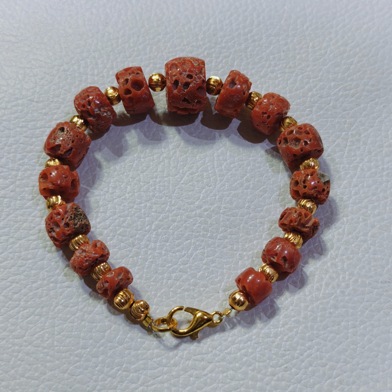 Vintage Natural Sea Coral Brass Bracelet Italy Coral Handmade Gemstone Bracelet