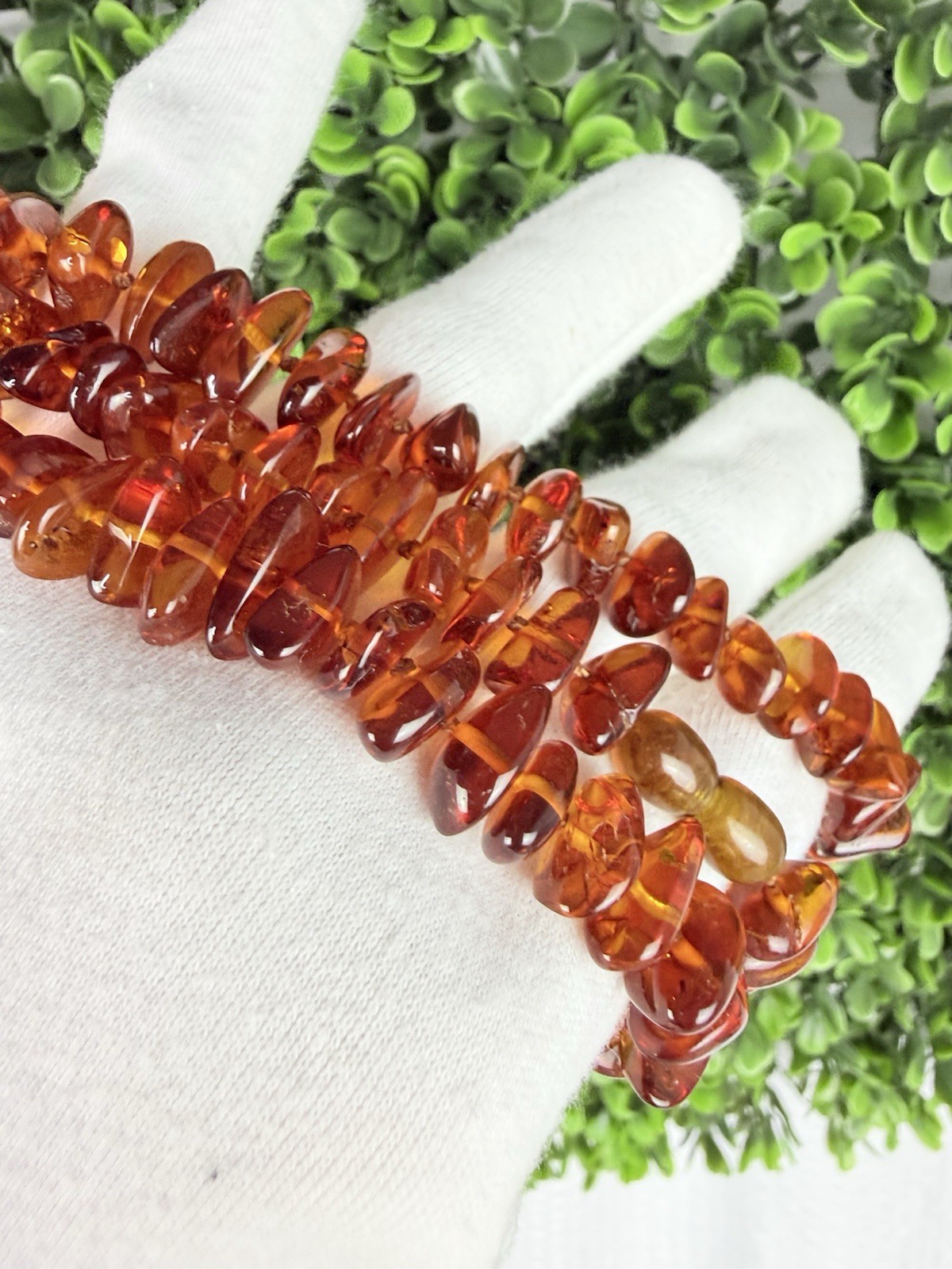 Vintage Genuine Baltic Amber Honey Cognac Hand Knotted Beaded Necklace 27”