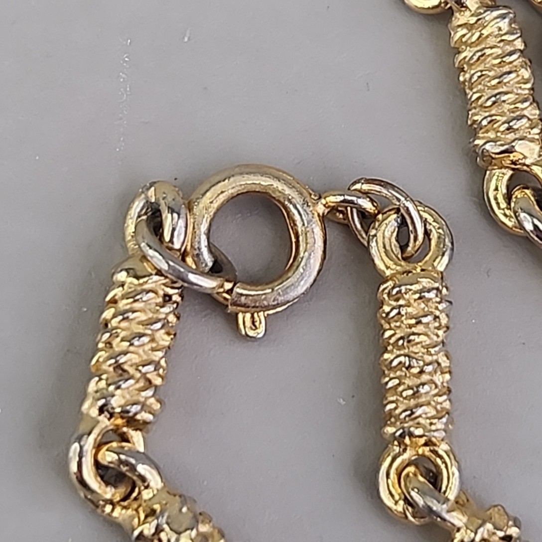 Vintage Bar Link Necklace Textured Gold Tone 18″