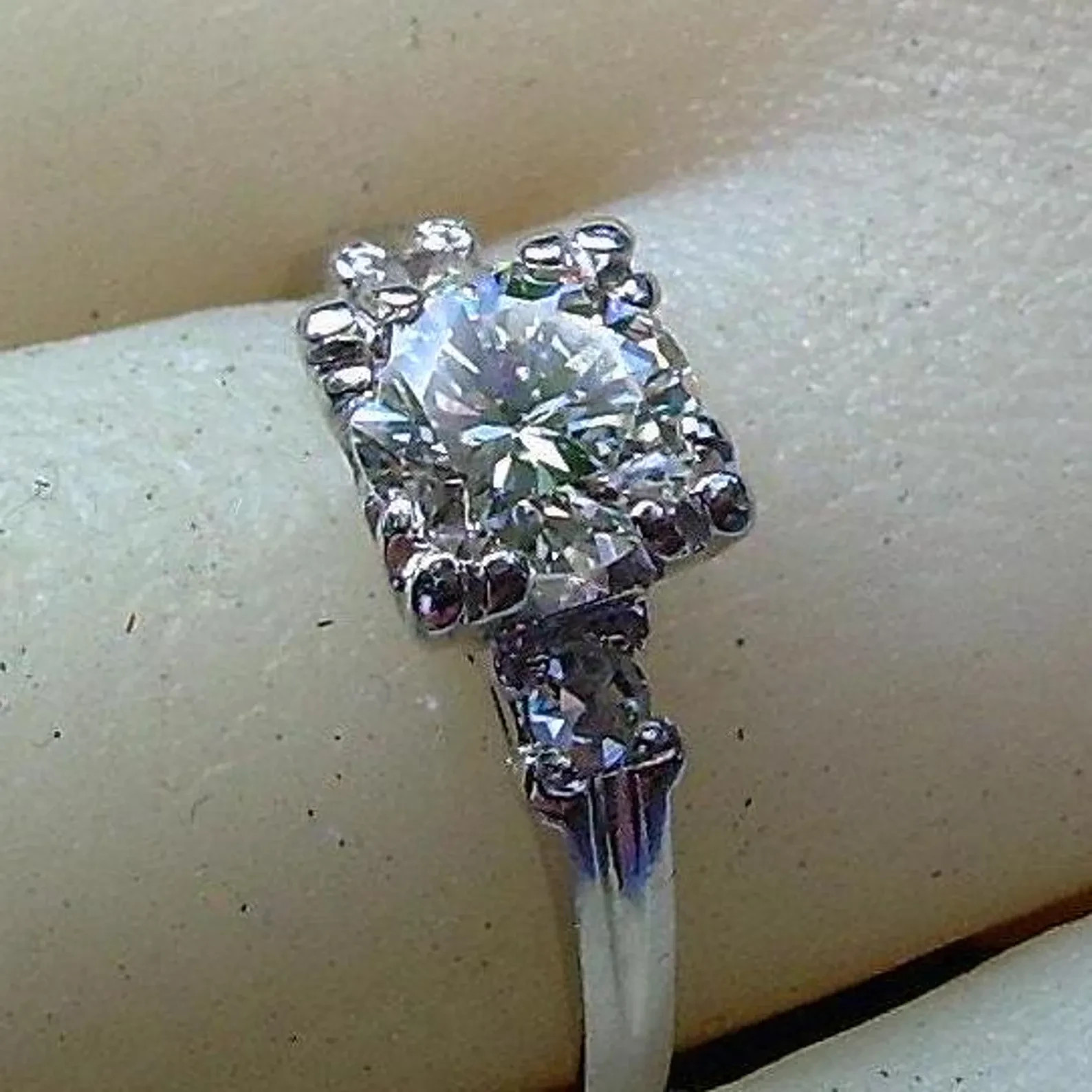 Original EARTH MINED DIAMOND Art Deco Engagement Ring 14K GOLD Vintage Solitaire