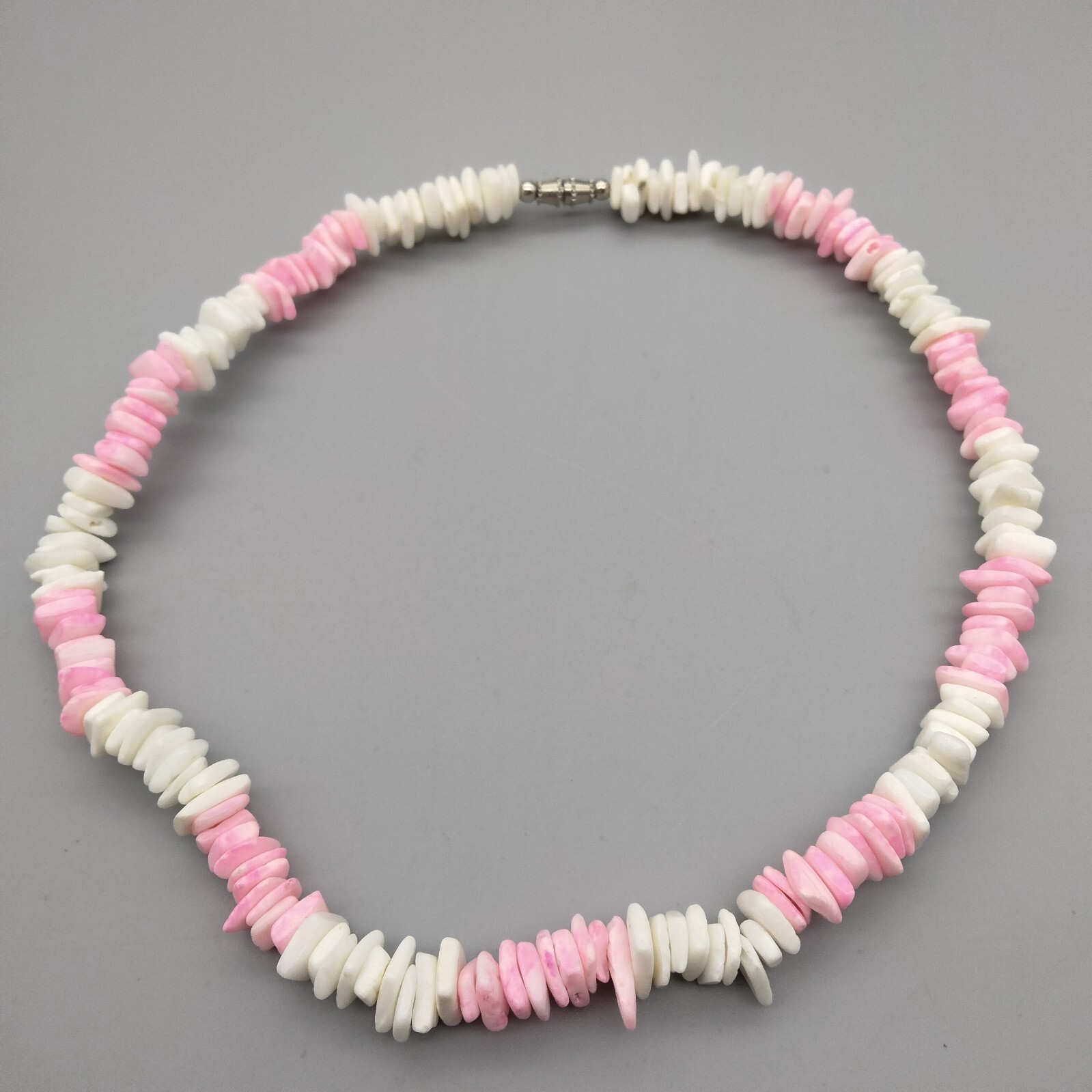 MermaidCore Mermaid Puka Pink Shell Chips Statement Necklace 16″ VTG Beach Surf