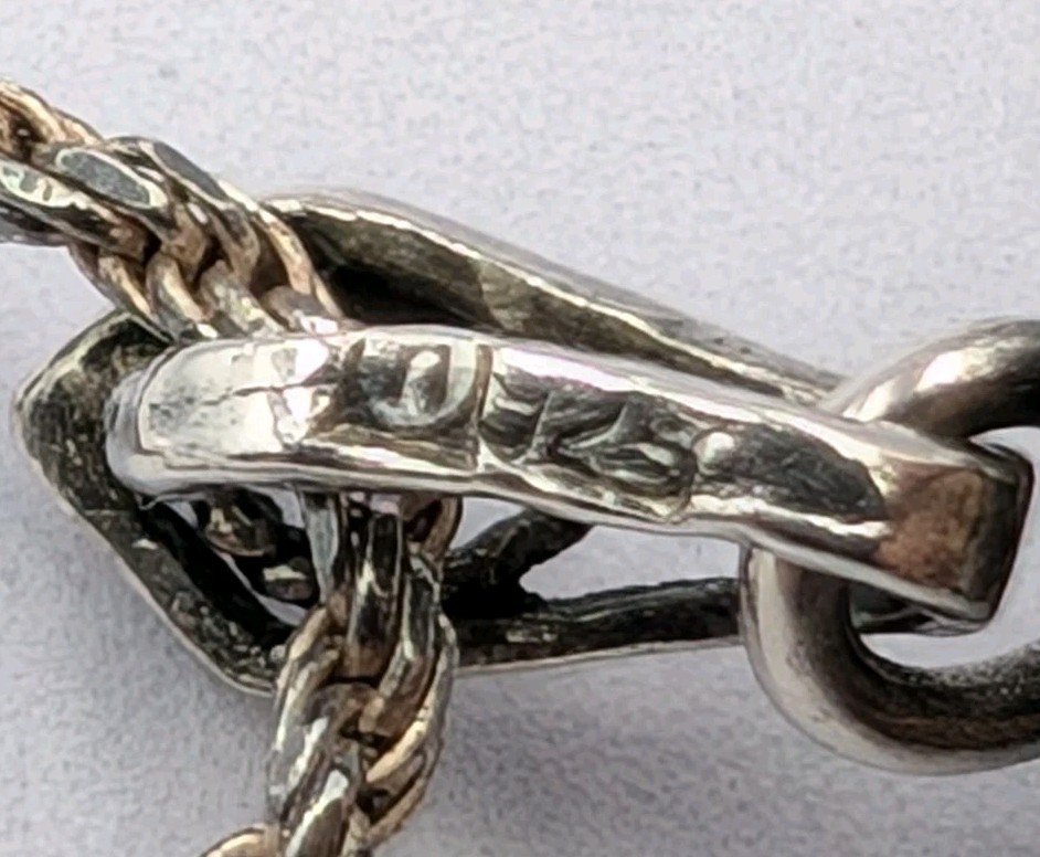 Vtg 925 Sterling Silver Sundial Seashell Pendant Necklace 18″ Italian Rope Chain