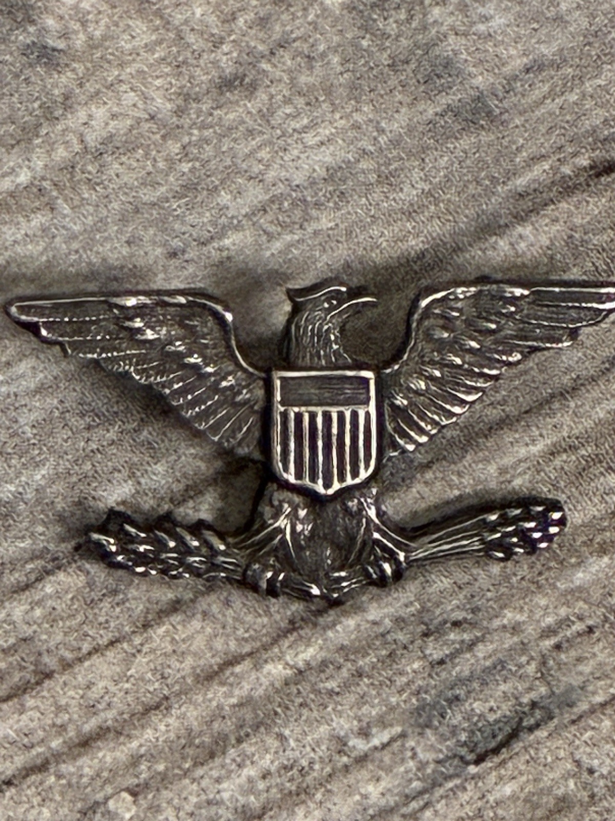 Sterling Silver Eagle Shield Pin Signed Vintage Military Insignia