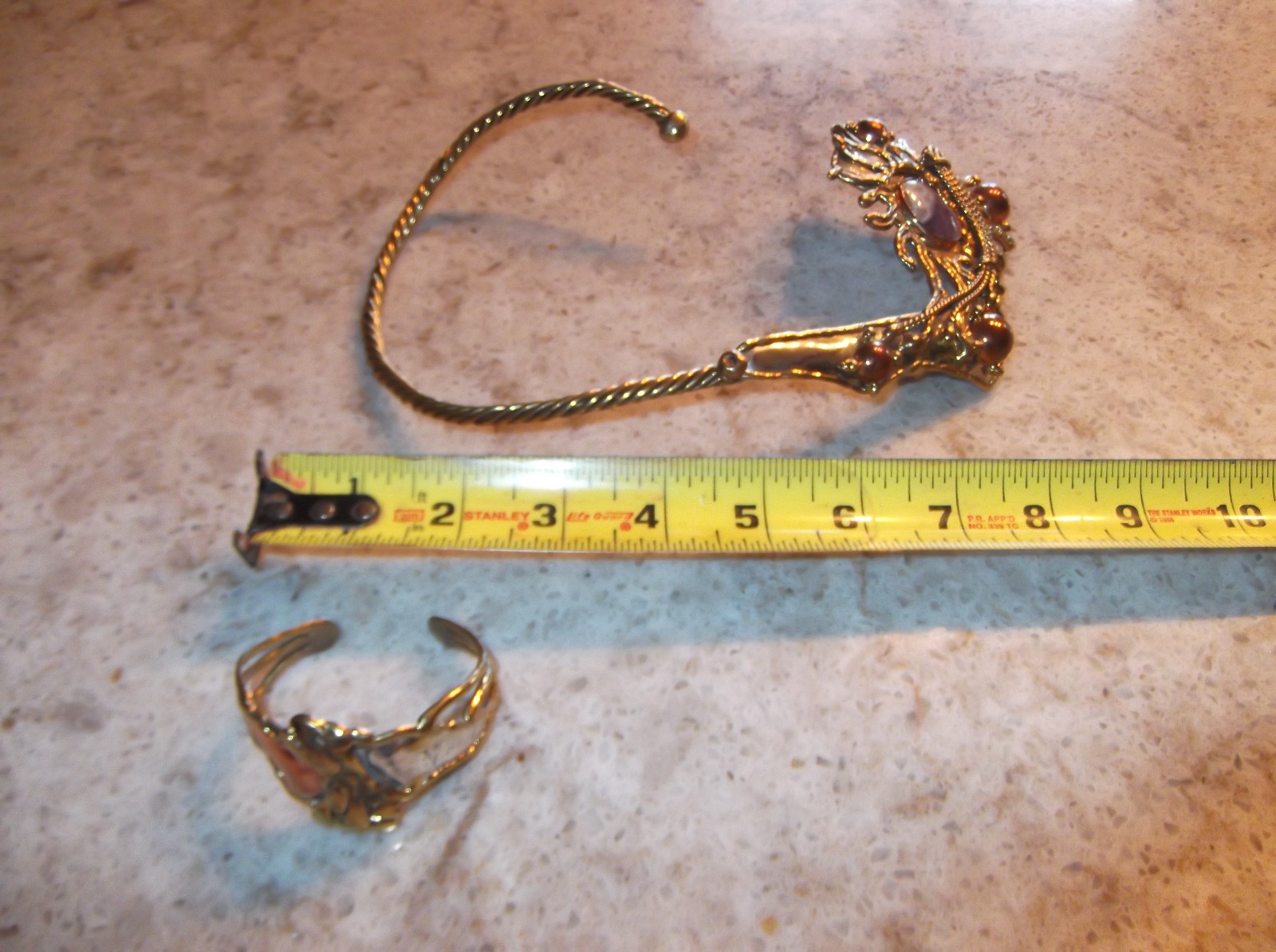 Vintage Brutalist Modernist Mixed Metals Collar Statement Necklace & Bracelet