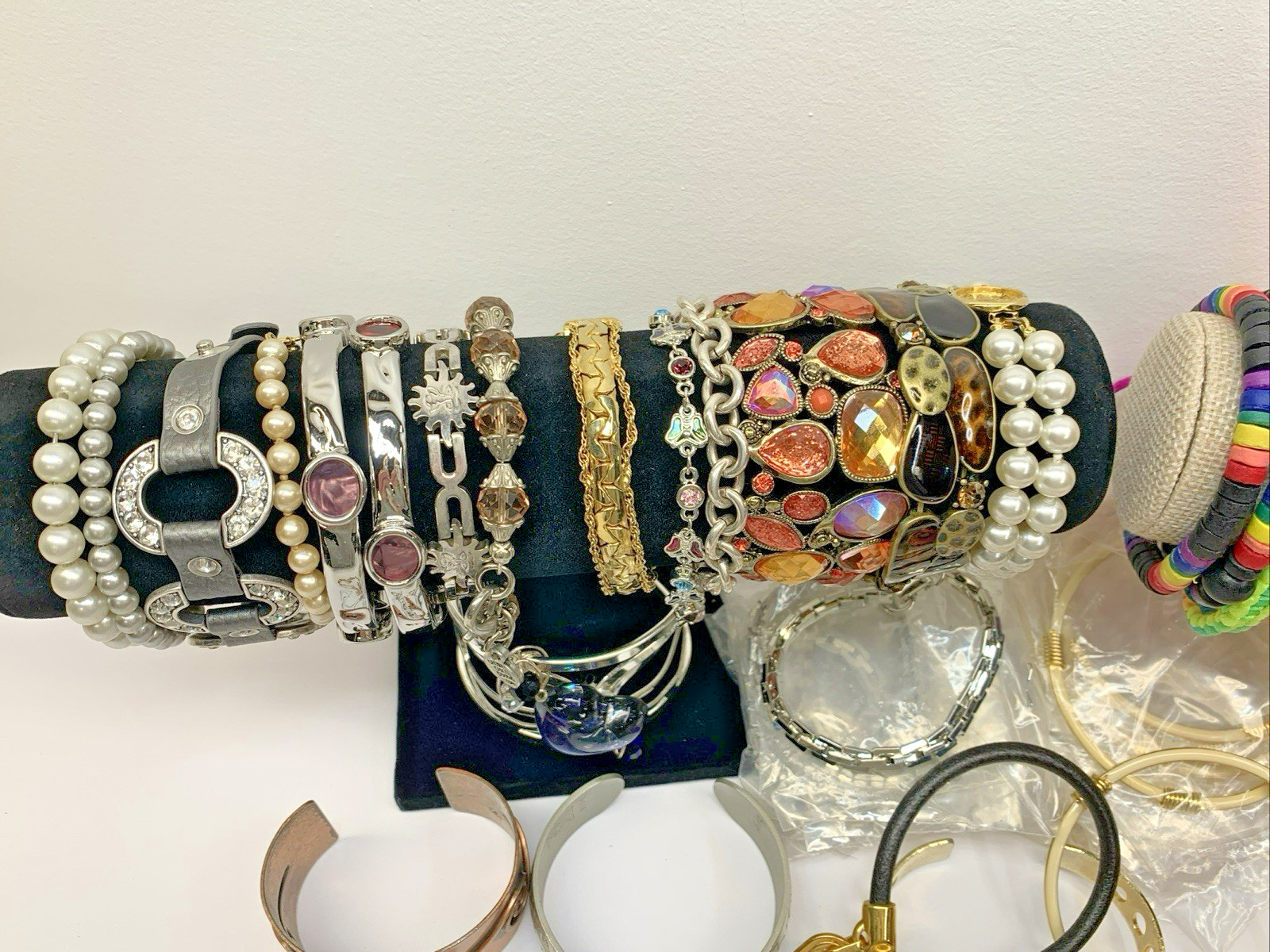 Lot of 70 Bracelets Vintage To Modern Variety of Color Styles Costume Jewelry
