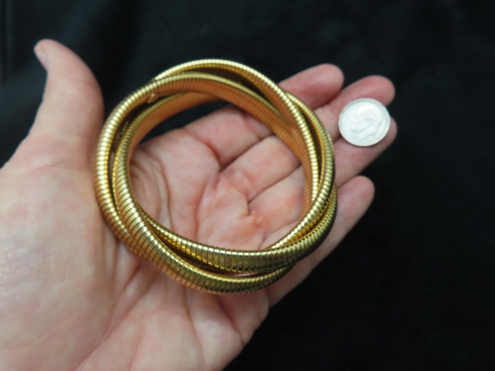 Vintage 1990’s Gold Plated Rolling Triple Strand Bracelet