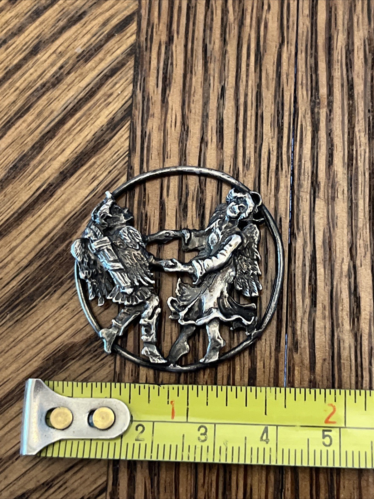 Vintage Cherub & Angel Dancing Artist Signed Sterling Neo Renaissance Pendant