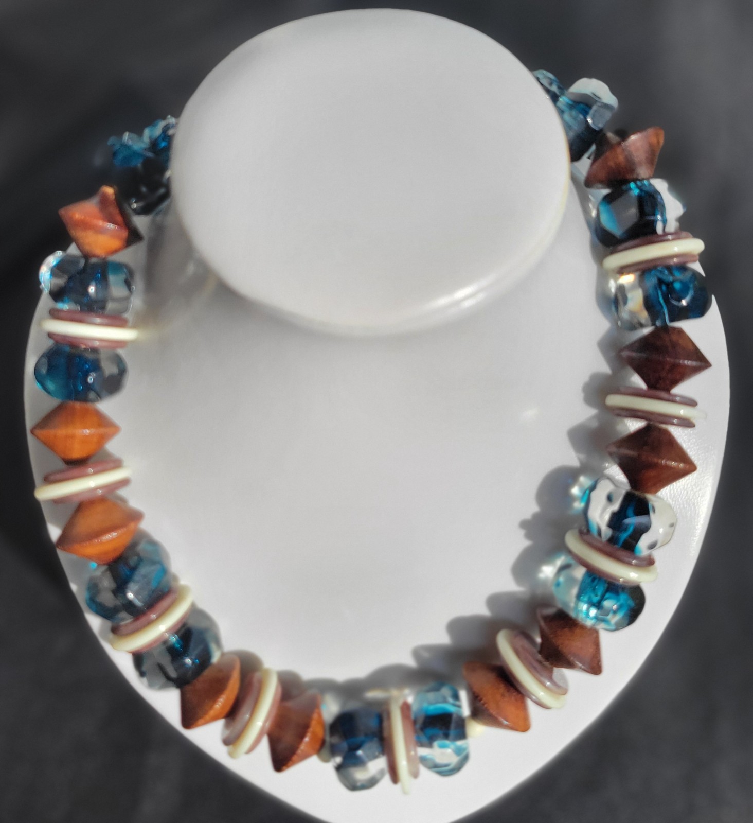 Vintage YVES SAINT LAURENT Large Bead Ball Wood Choker Necklace VGC Signed YSL