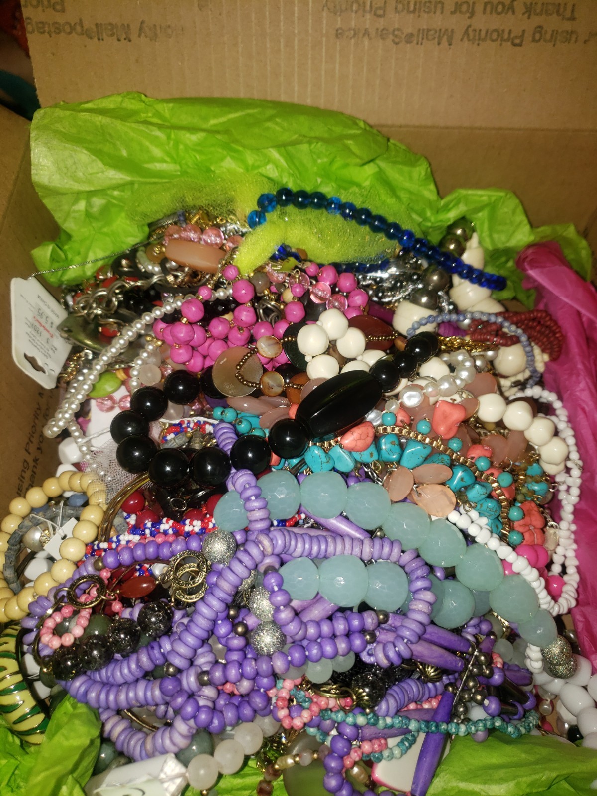 Large box of pretty costume jewelry. Vintage through today designs. GREAT DEAL!
