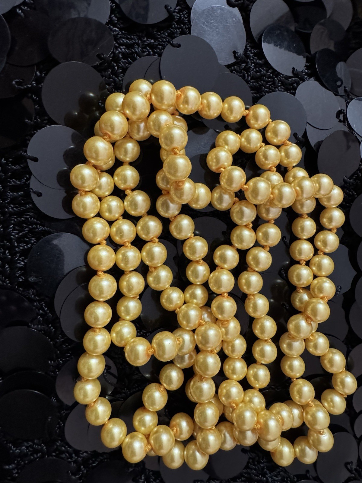 Long Purple Yellow Beige Turquoise Black Faux Pearl Necklace Length 25”