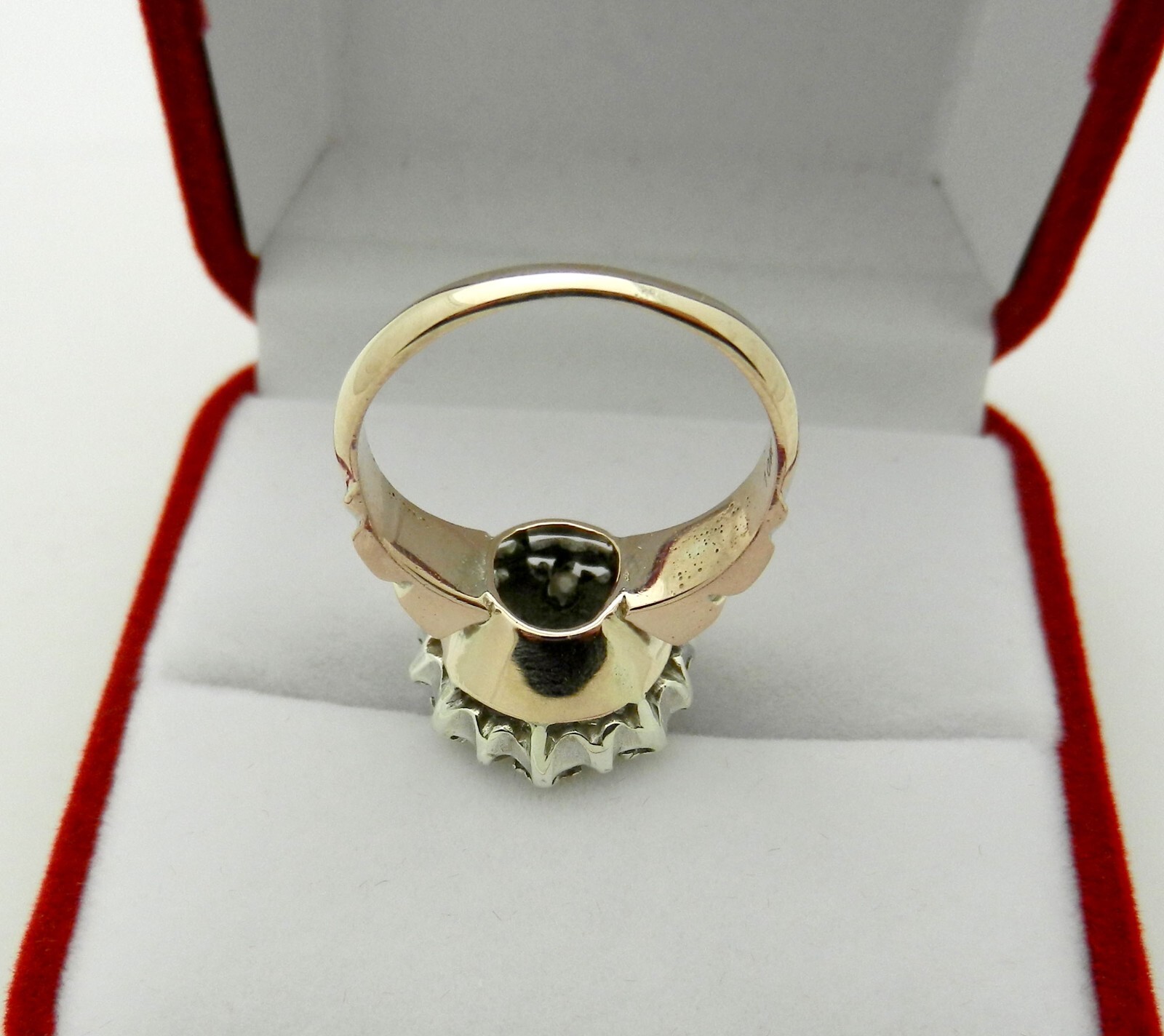 Antique Silver and 9kt Pink Gold and Rose Cut Diamond Ring size 7