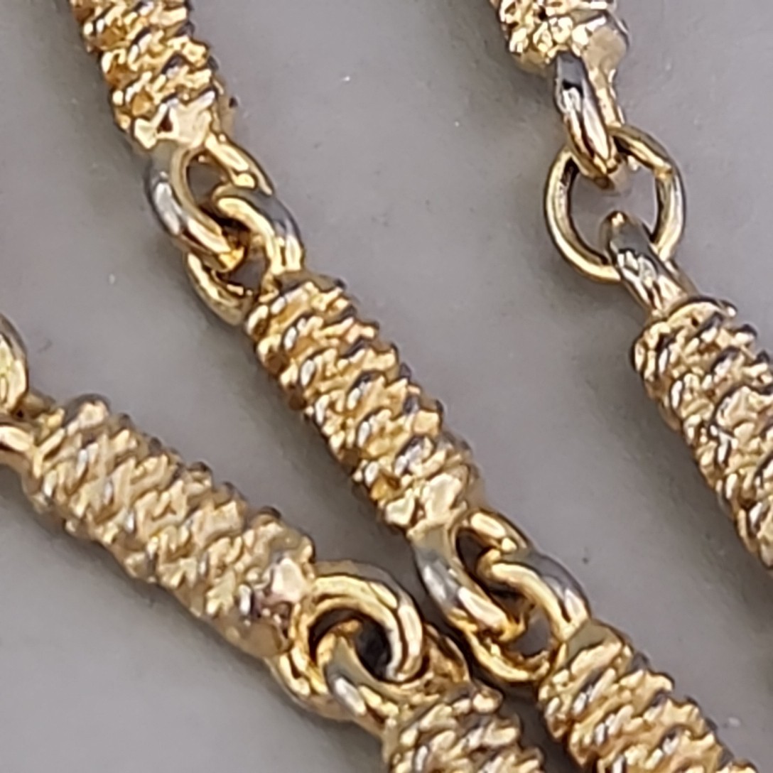 Vintage Bar Link Necklace Textured Gold Tone 18″