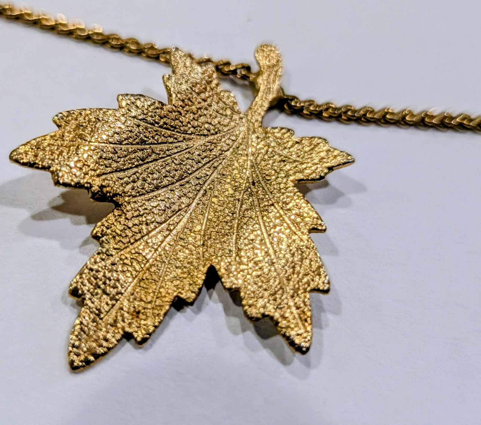 Maple Leaf Necklace 16″, Vintage Station Gold-Tone