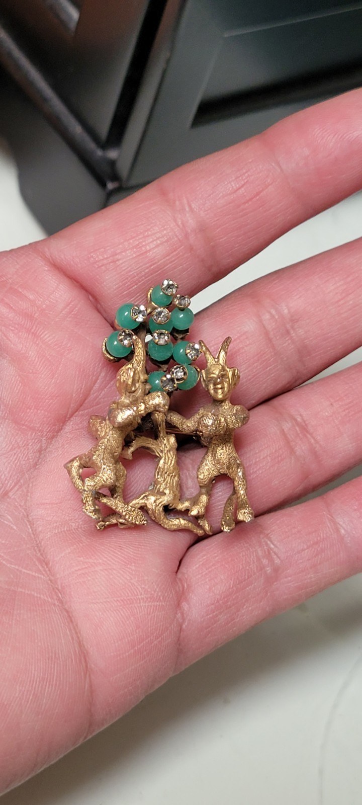 Antique Rare De Nicola Mystical Creature Faux Gem Pendant Brooch