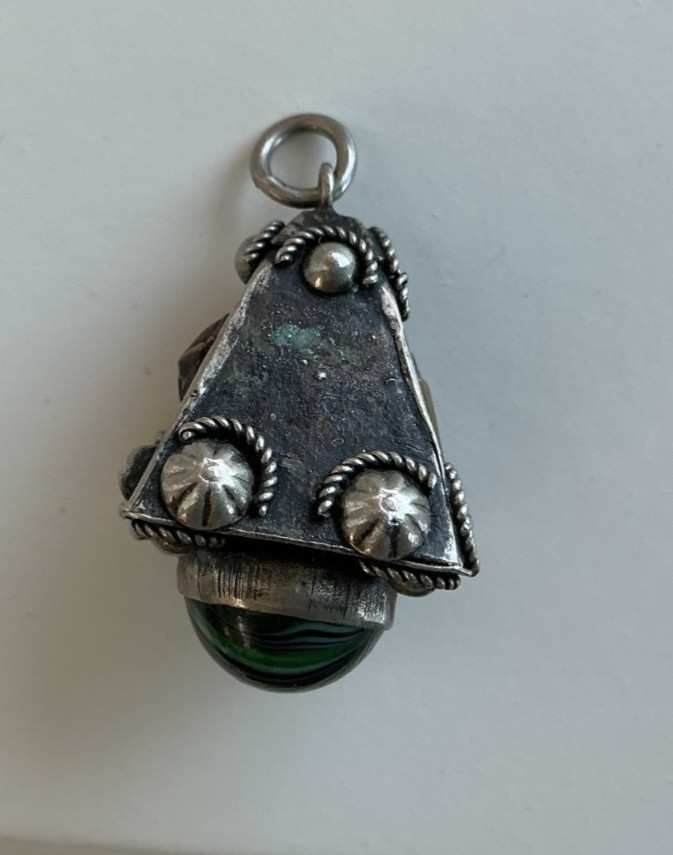 Antique Holy Land Silver & Gilt Pilgrimage Fob Pendant Mosque Pilgrim c 1900