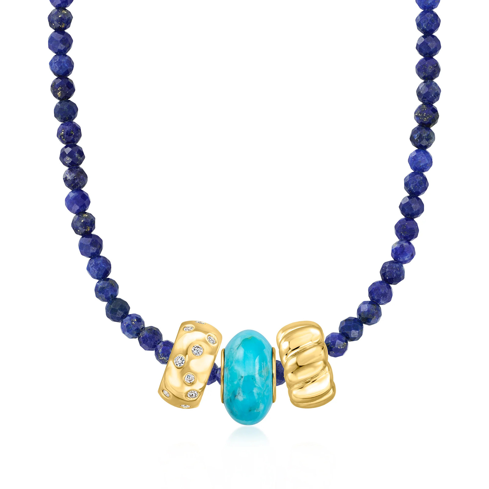 Ross-Simons 12x6mm Turquoise Bead Charm in 18kt Gold Over Sterling