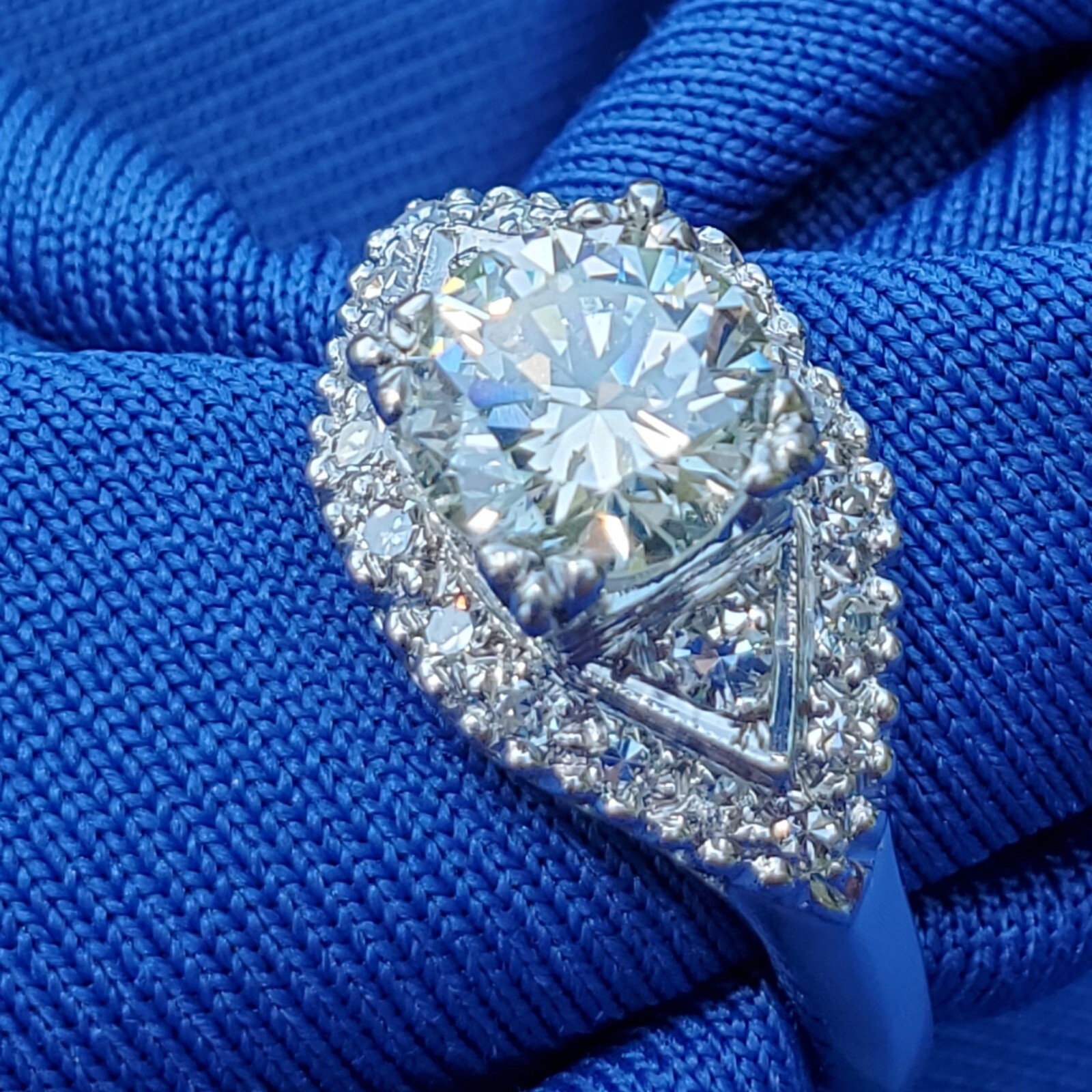 Original EARTH MINED DIAMOND Deco SOLID PLATINUM Engagement Ring & Wedding Band